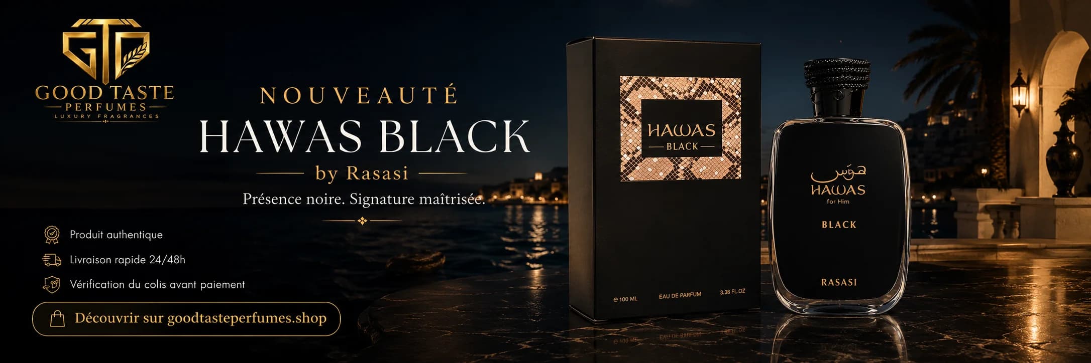 Nouveauté Hawas Black by Rasasi — Présence noire, signature maîtrisée
